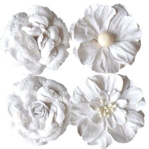 Creative elements 4 hvide papir blomster