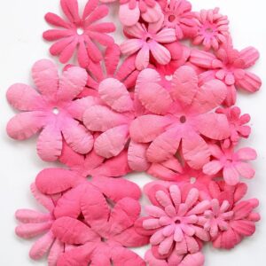 Creative elements 30 forskellige lyserød papir blomster