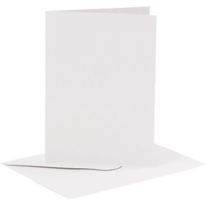 Kort & Kuverter – 10,5 x 15 cm – 6 sæt – Hvid