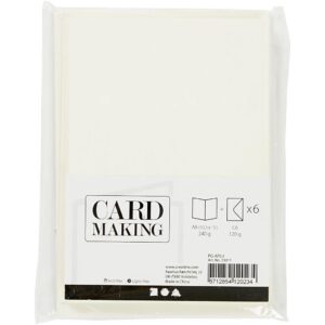 Kort & Kuverter – 10,5 x 15 cm – 6 sæt – Råhvid