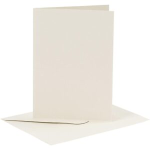 Kort & Kuverter – 10,5 x 15 cm – 6 sæt – Råhvid