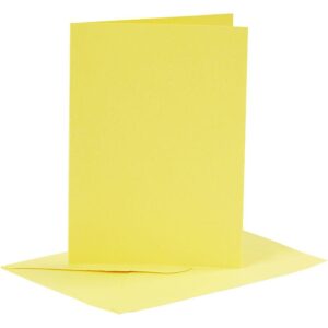 Kort & Kuverter – 10,5 x 15 cm – 6 sæt – Gul