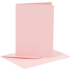 Kort & Kuverter – 10,5 x 15 cm – 6 sæt – Rosa