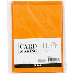 Kort & Kuverter – 10,5 x 15 cm – 6 sæt – Orange