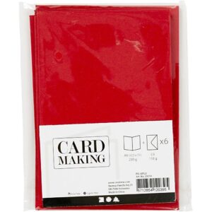 Kort & Kuverter – 10,5 x 15 cm – 6 sæt – Rød