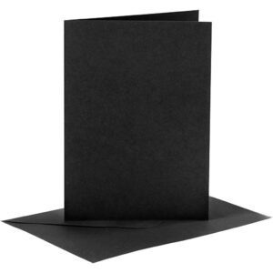 Kort & Kuverter – 10,5 x 15 cm – 6 sæt – Sort