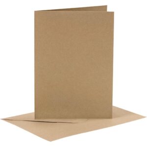 Kort & Kuverter – 10,5 x 15 cm – 6 sæt – Kraft