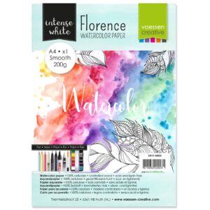 12 ark – Florence – Watercolor paper Smoth – Ekstra hvid – A4
