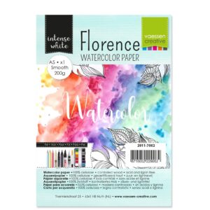 1 ark – Florence – Watercolor paper Smoth – Ekstra hvid – A5