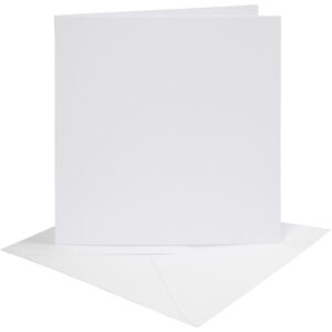 Kort & Kuverter – 15,2 x 15,2 cm – 4 sæt – Hvid