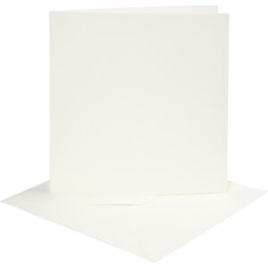 Kort & Kuverter – 15,2 x 15,2 cm – 4 sæt – Råhvid
