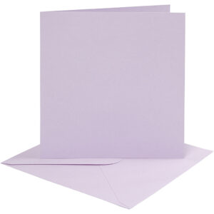 Kort & Kuverter – 15,2 x 15,2 cm – 4 sæt – Lys Lilla