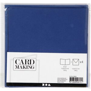 Kort & Kuverter – 15,2 x 15,2 cm – 4 sæt – Blå