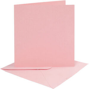 Kort & Kuverter – 15,2 x 15,2 cm – 4 sæt – Rosa