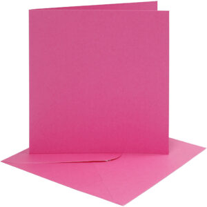 Kort & Kuverter – 15,2 x 15,2 cm – 4 sæt – Pink