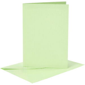 Kort & Kuverter – 10,5 x 15 cm – 6 sæt – Lys Grøn