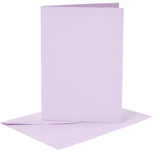 Kort & Kuverter – 10,5 x 15 cm – 6 sæt – Lys Lilla