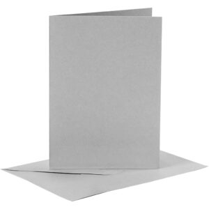 Kort & Kuverter – 10,5 x 15 cm – 6 sæt – Grå