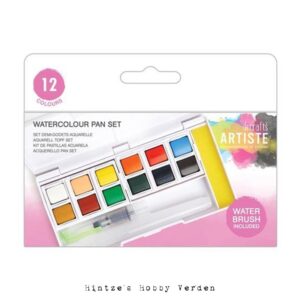 Docrafts Artiste  – Watercolour Travel Kit – 12 colours with water brush