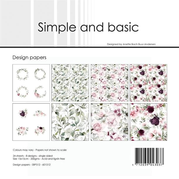 Simple and Basic paperpad 15x15cm – Beautiful Roses