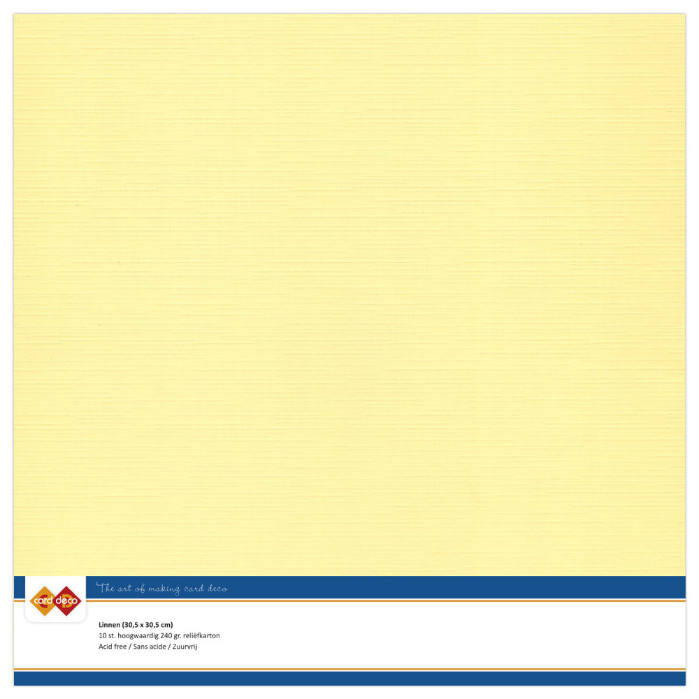 10 ark Linnen karton, 30,5 x 30,5 cm – Light Yellow