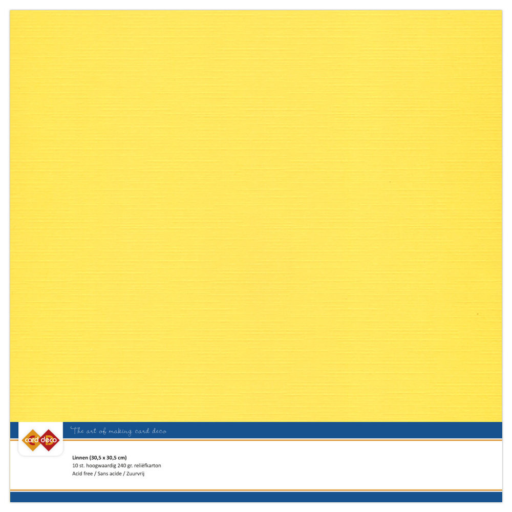 10 ark Linnen karton, 30,5 x 30,5 cm – Bright Yellow