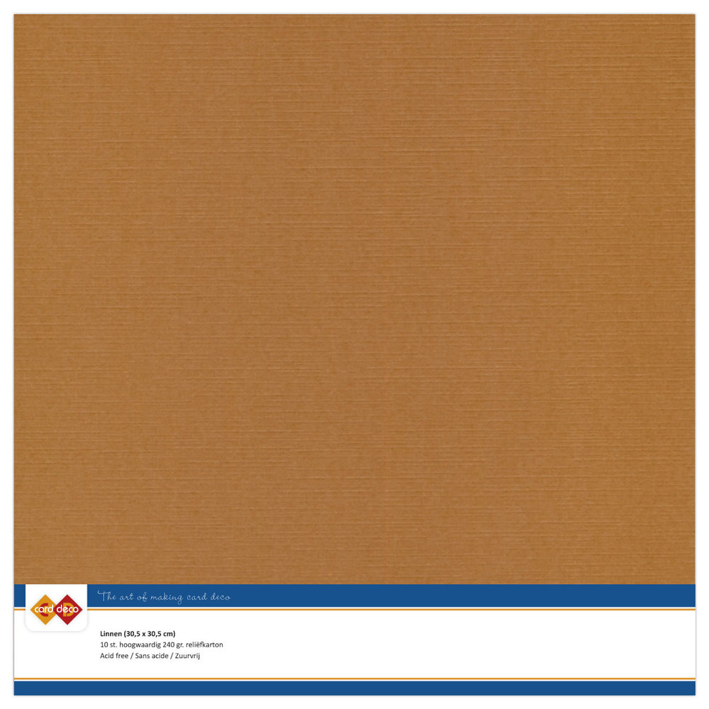 10 ark Linnen karton, 30,5 x 30,5 cm – Coffee Brown