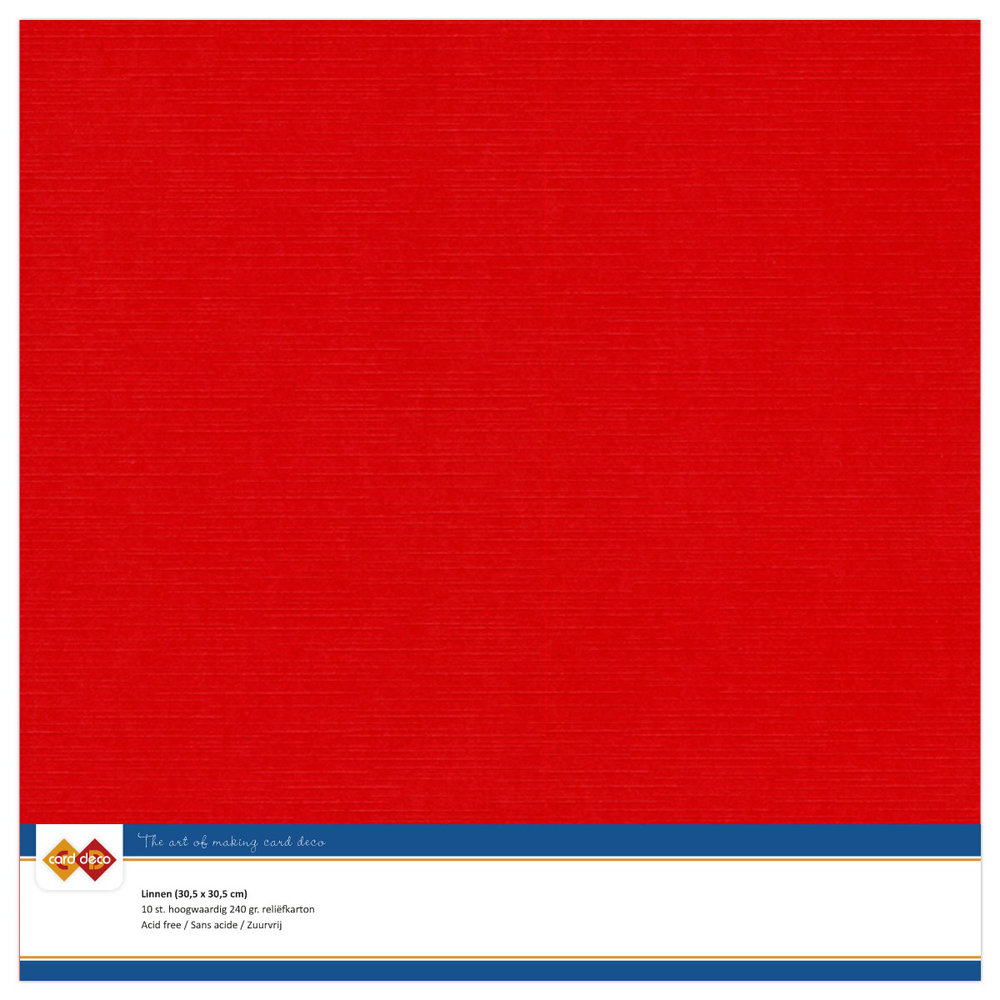 10 ark Linnen karton, 30,5 x 30,5 cm – Red