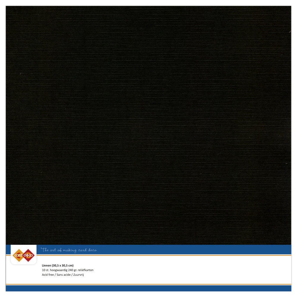 10 ark Linnen karton, 30,5 x 30,5 cm – Black