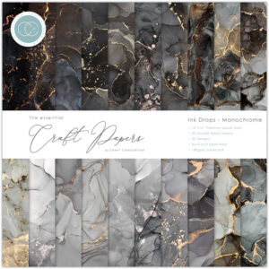 Craft Consortium paperpad 12x12inch – Ink Drops Monochrome